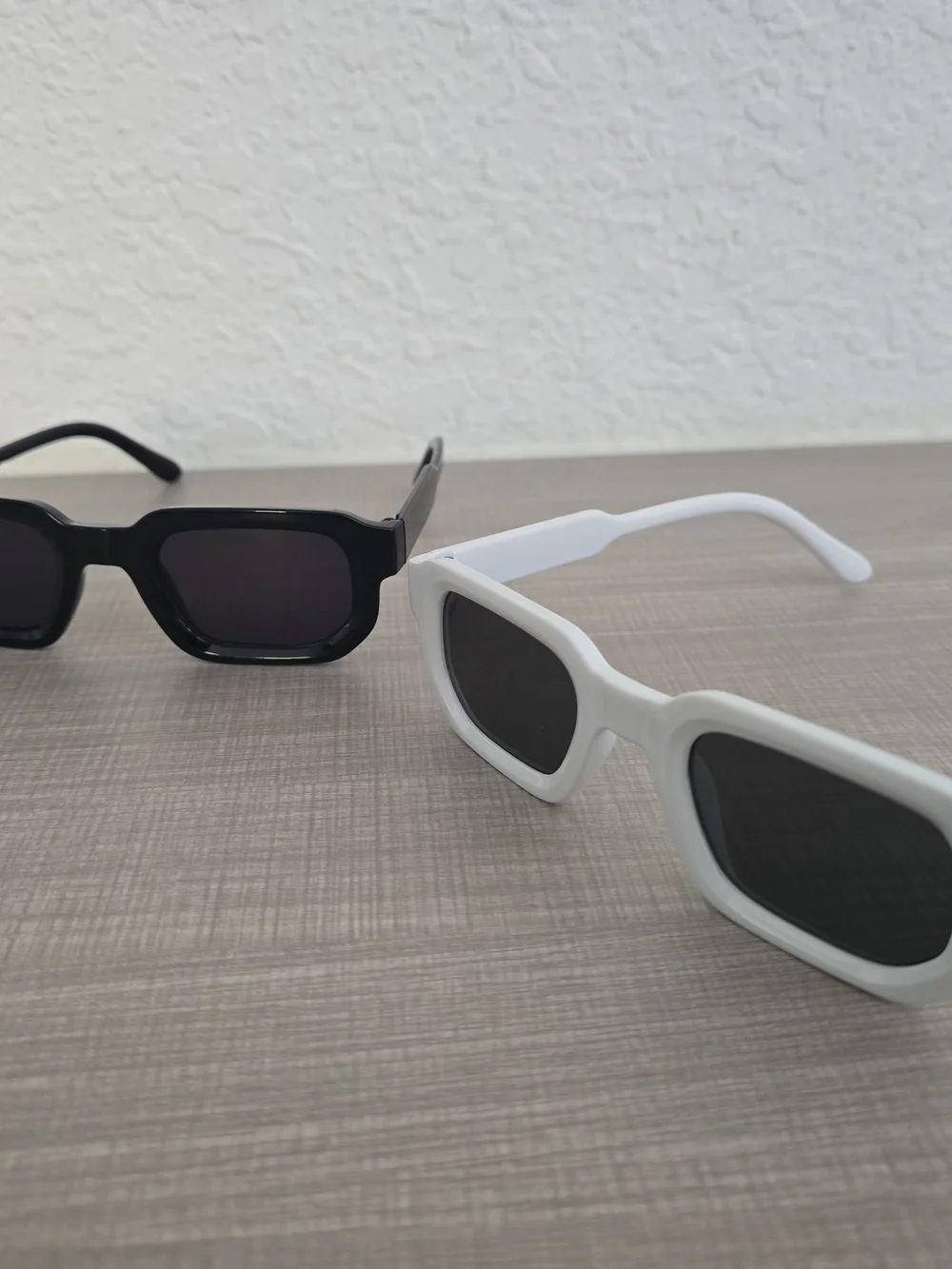2-Pack NEW Chunky Retro Rectangle Sunglasses Black & White Set